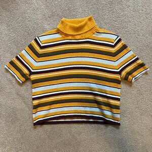 striped cropped turtleneck sweater tee